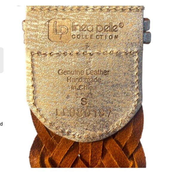 Linea Pelle Collection Wide Braided Leather Belt Sz S Silver Woven Boho Western - Picture 5 of 5